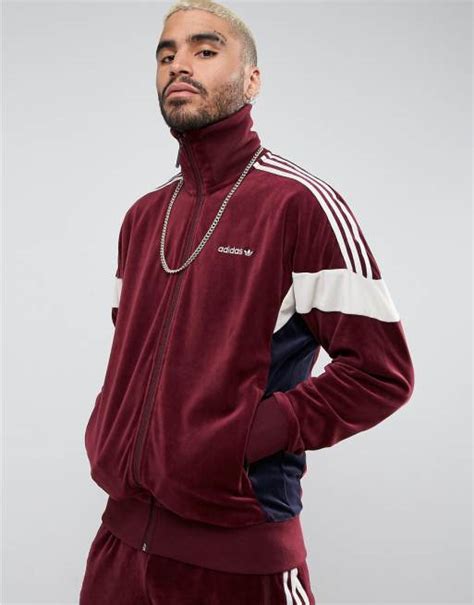 adidas challenger velour rot jacke